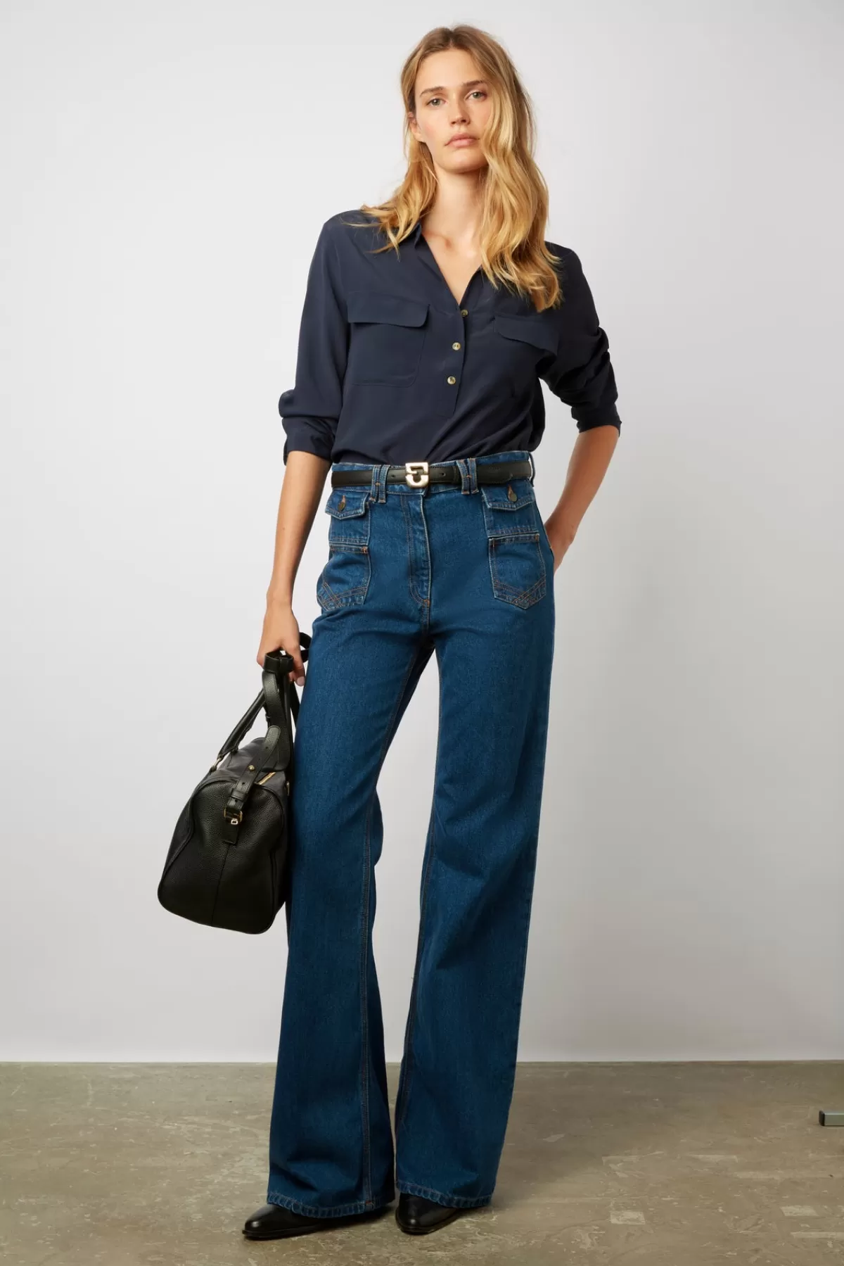 Gerarddarel Blouse en mélange de soie - CARINE Bleu foncé / Marine-Femme Chemises & Blouses