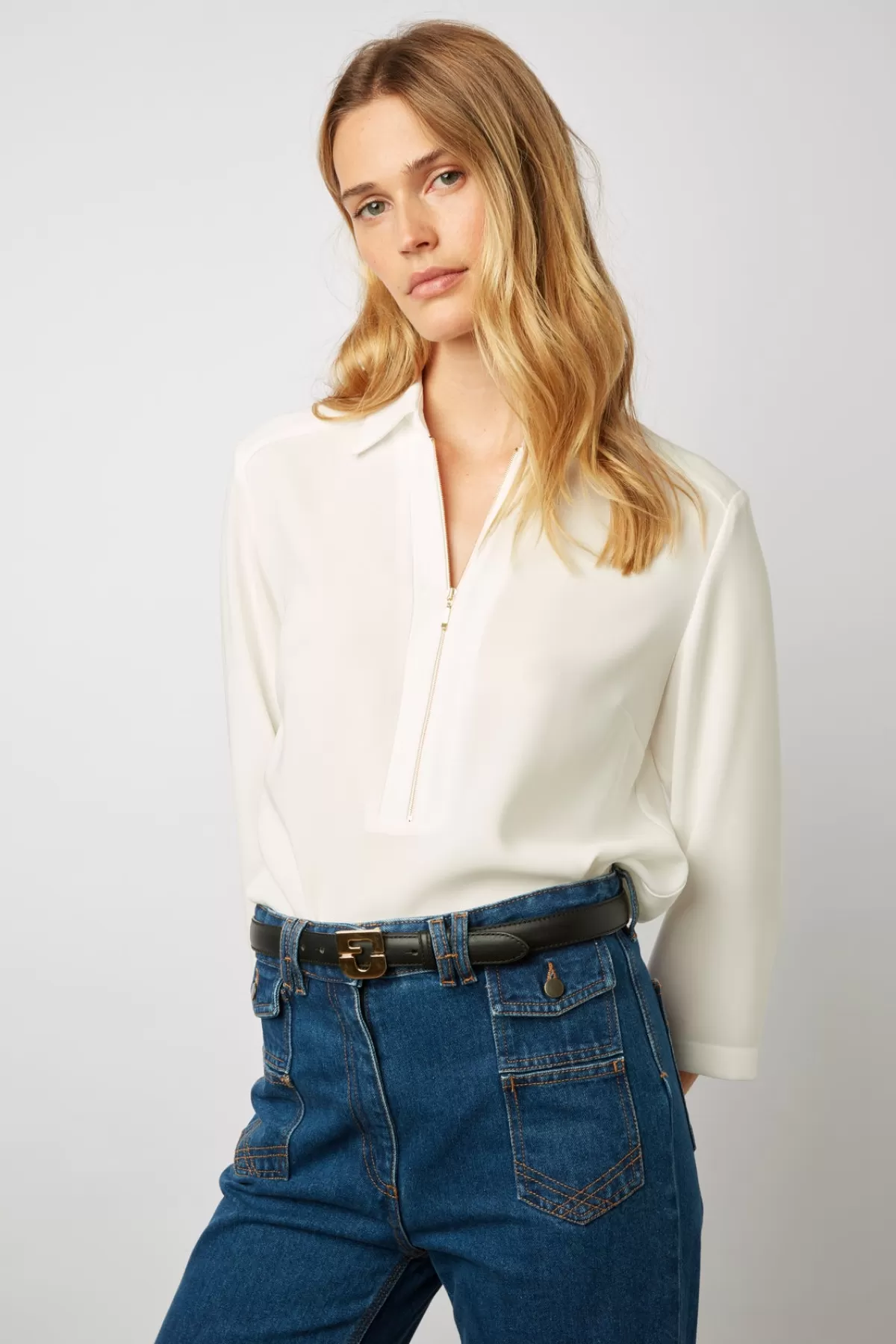 Gerarddarel Blouse fluide zippée - CATHERINE Blanc-Femme Chemises & Blouses