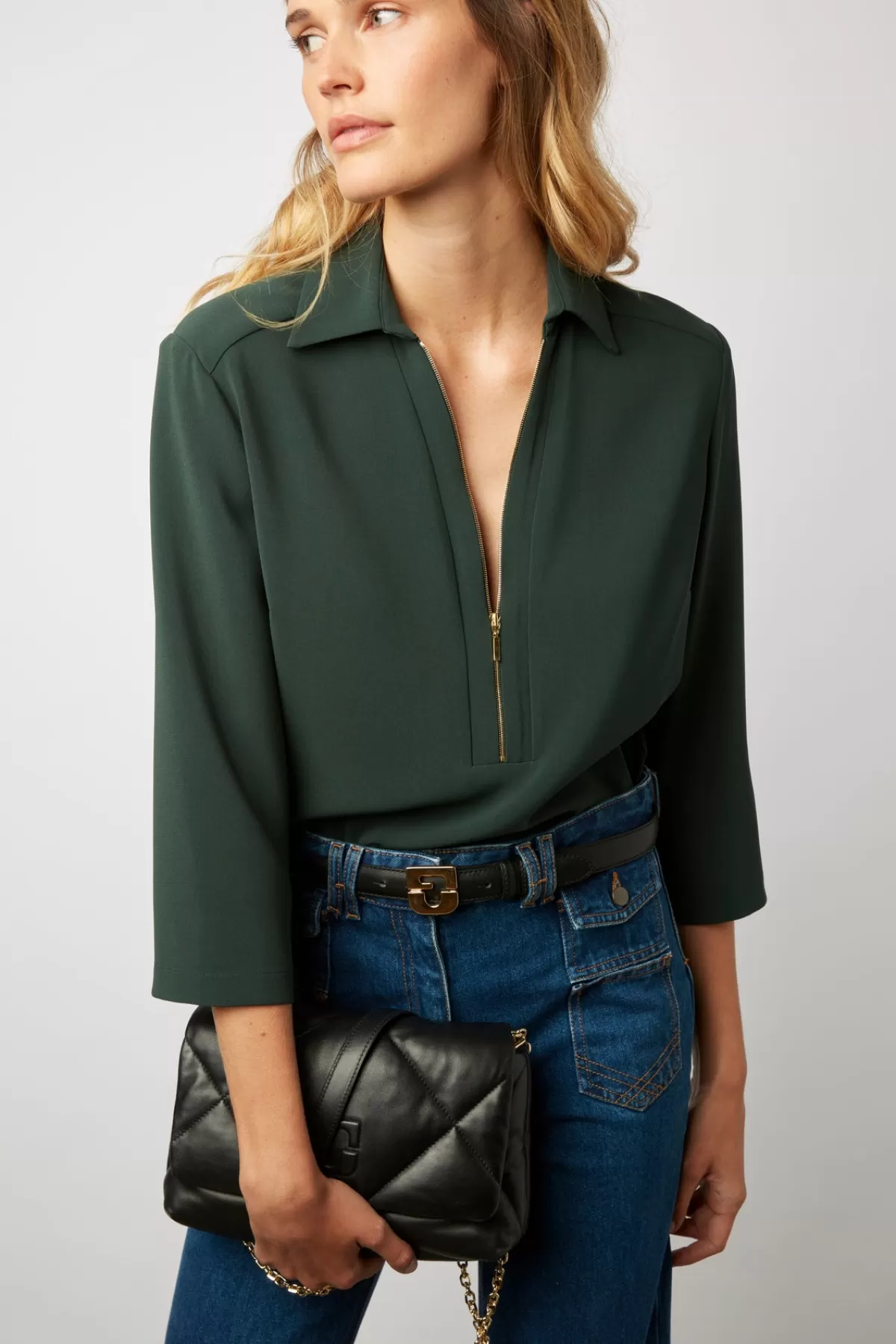 Gerarddarel Blouse fluide zippée - CATHERINE Vert-Femme Chemises & Blouses