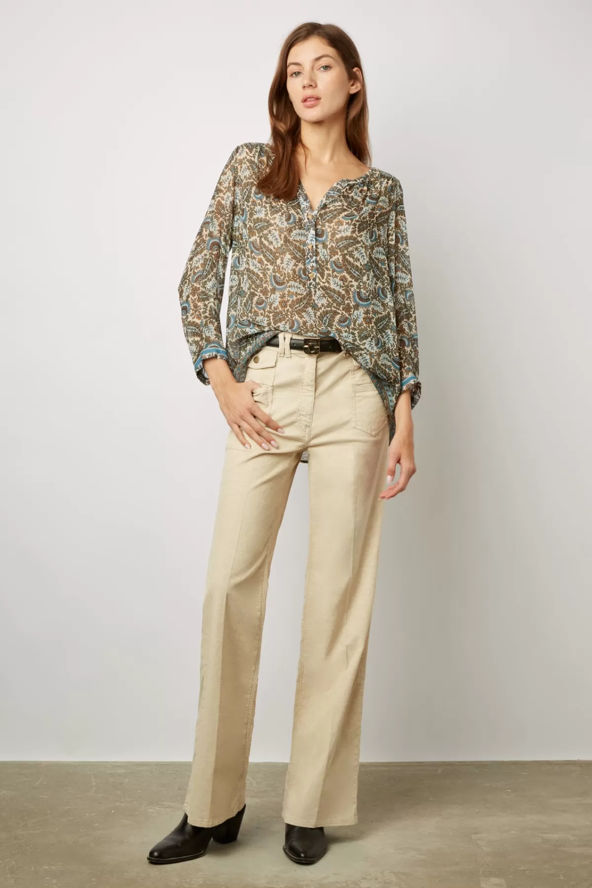 Gerarddarel Blouse imprimé végétal - CHANTAL Kaki-Femme Chemises & Blouses