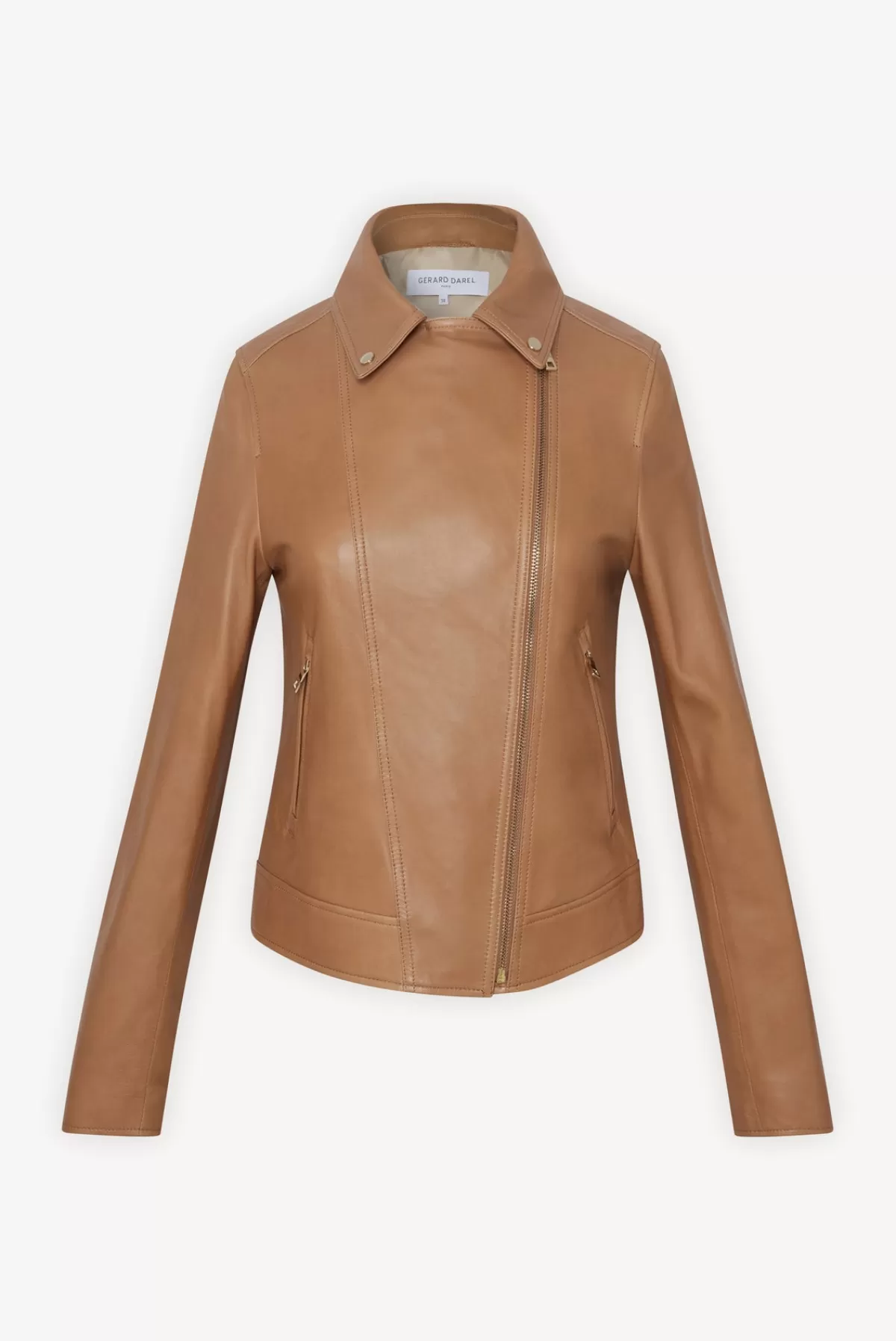 Gerarddarel Blouson biker en cuir caramel - MARGOT | Gerard Darel -Femme Vestes | Cuirs & Peaux