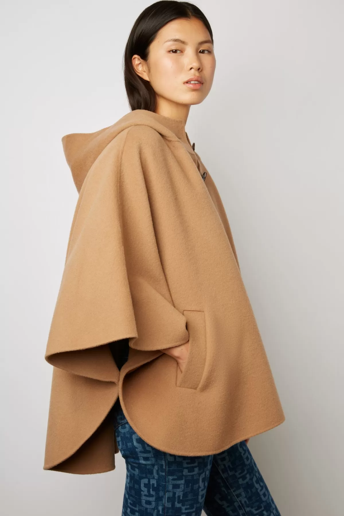 Gerarddarel Cape en laine fine à capuche - SIANA Beige-Femme Manteaux et Trenchs