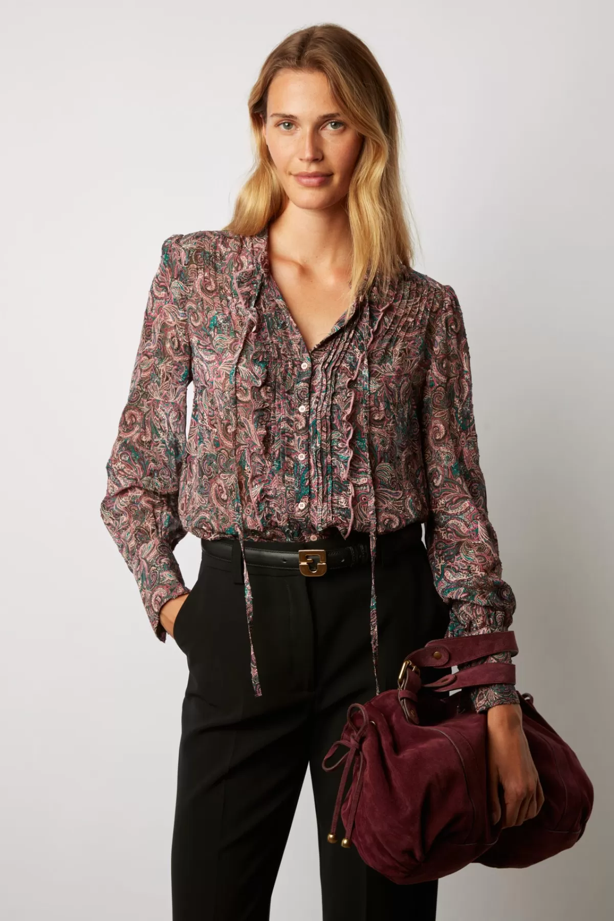 Gerarddarel Chemise en mousseline à jabot imprimé cachemire - CLEO Rose-Femme Chemises & Blouses