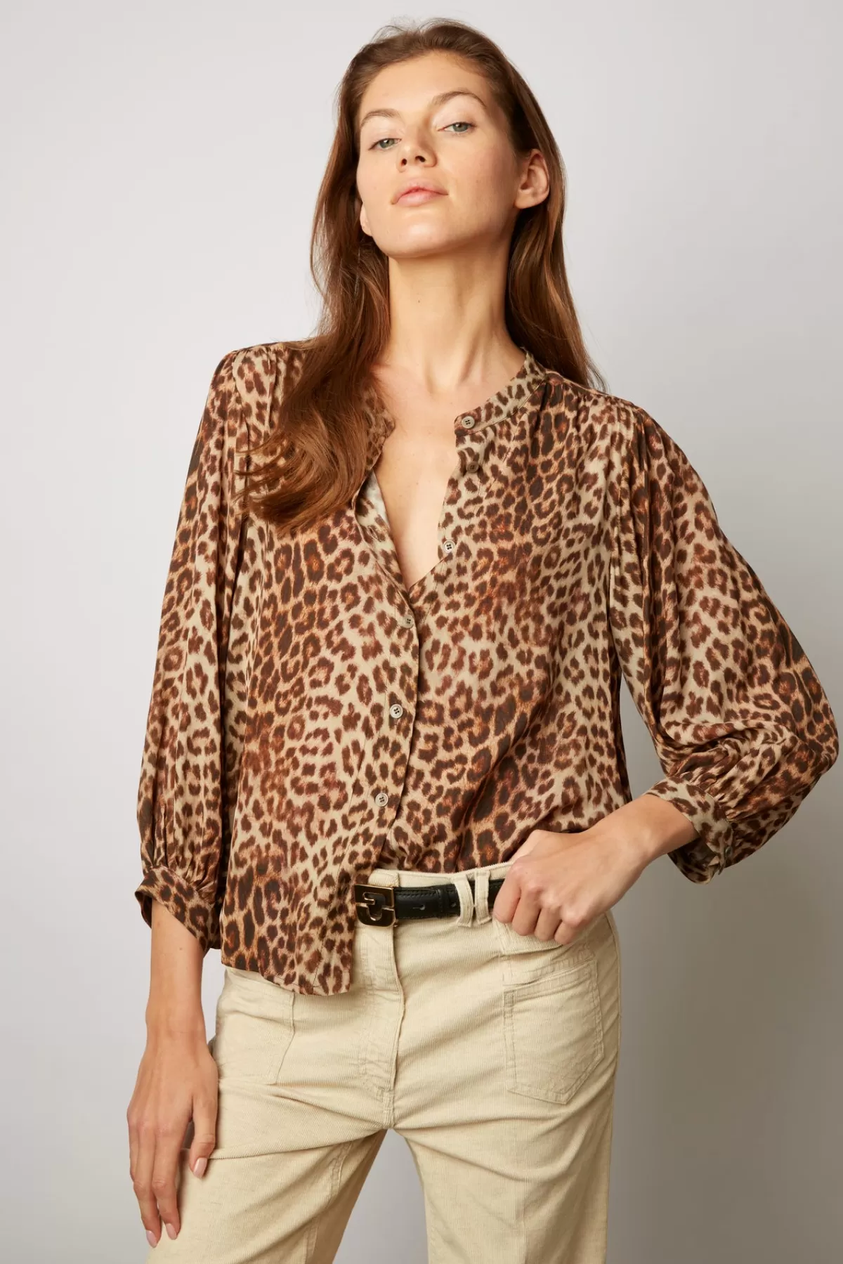 Gerarddarel Chemise fluide en imprimé léopard - NARIN Marron-Femme Chemises & Blouses