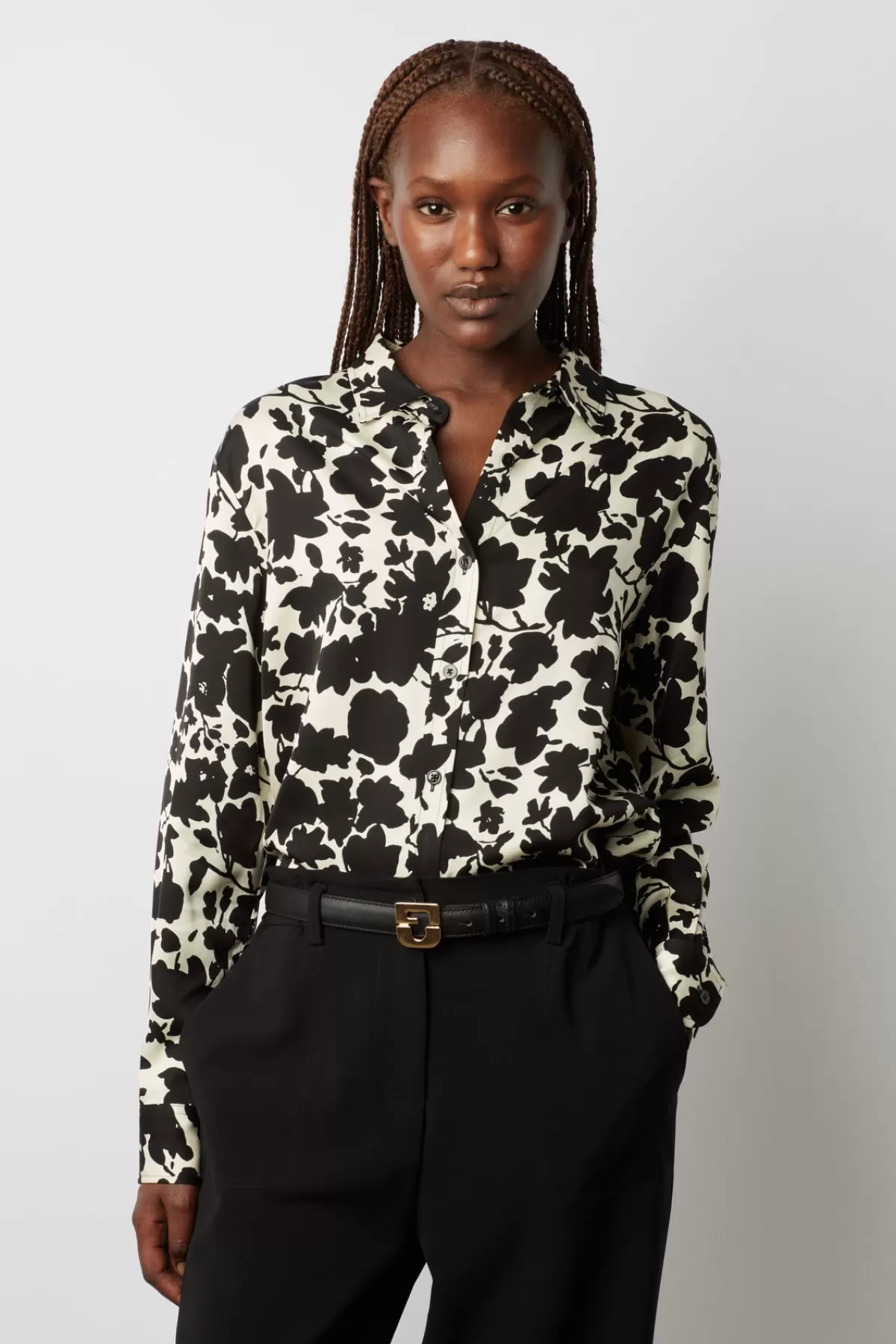 Gerarddarel Chemise fluide imprimé fleurs bicolores - CARLA Noir-Femme Chemises & Blouses