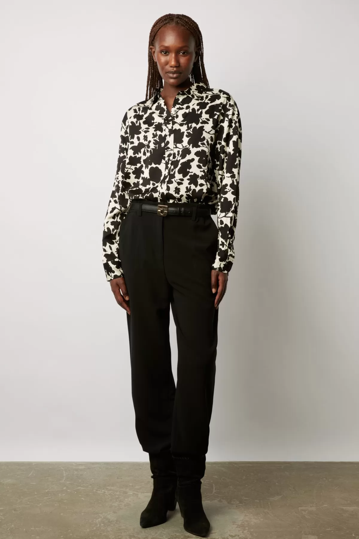 Gerarddarel Chemise fluide imprimé fleurs bicolores - CARLA Noir-Femme Chemises & Blouses