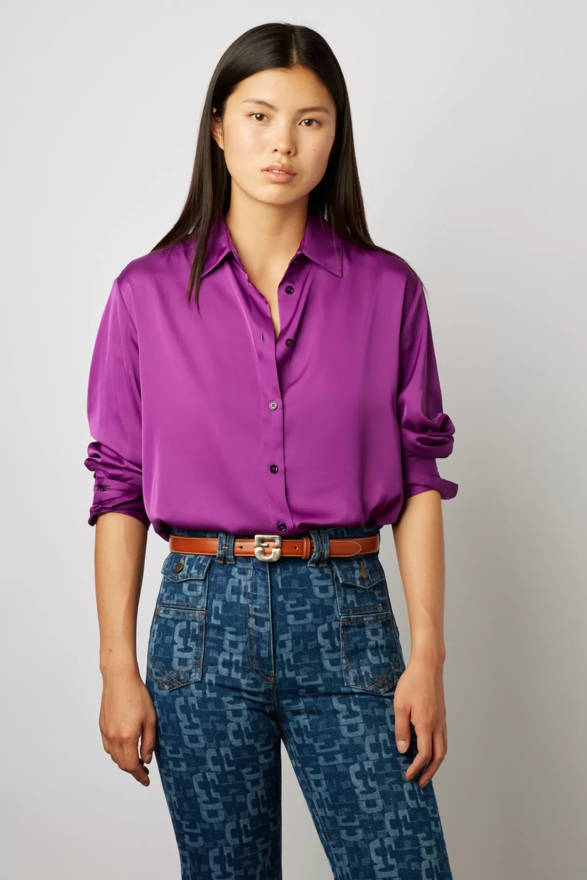 Gerarddarel Chemise fluide satinée - CINDY Violet-Femme Chemises & Blouses