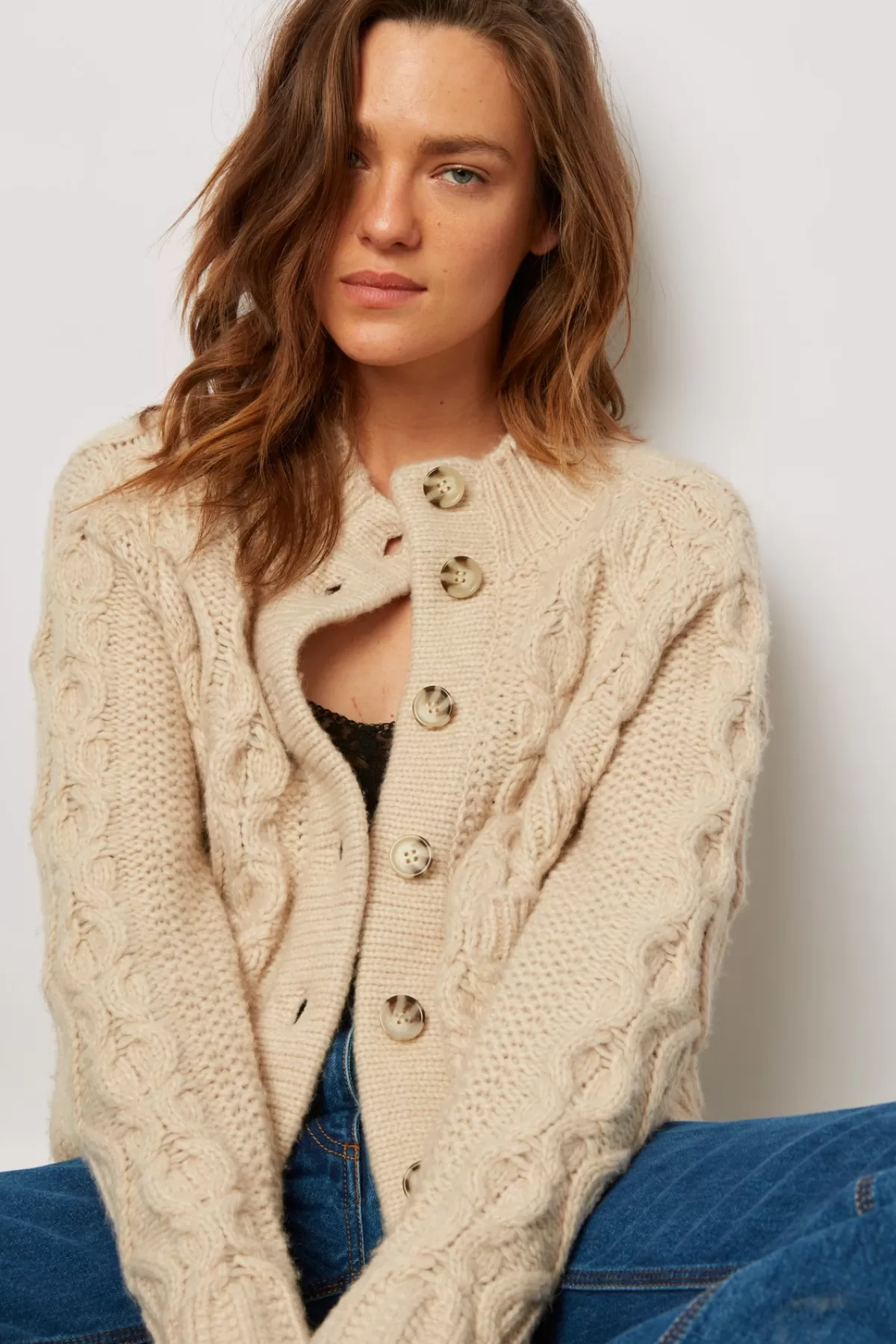 Gerarddarel Gilet épais à torsades - LOULOU Beige-Femme Maille