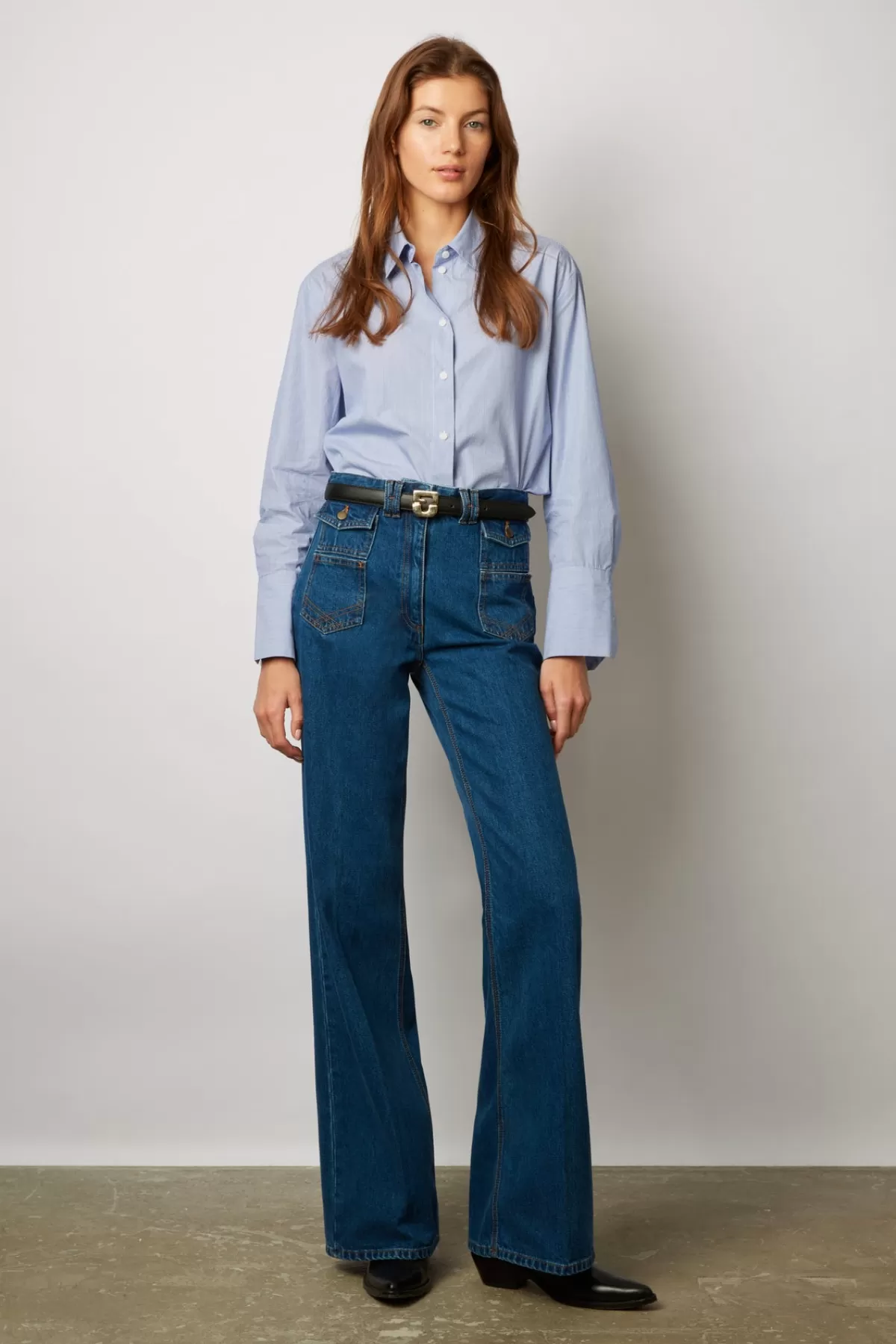 Gerarddarel Jean Flare taille haute marine - ANNA | Gerard Darel Bleu foncé / Marine-Femme Pantalons & Jeans