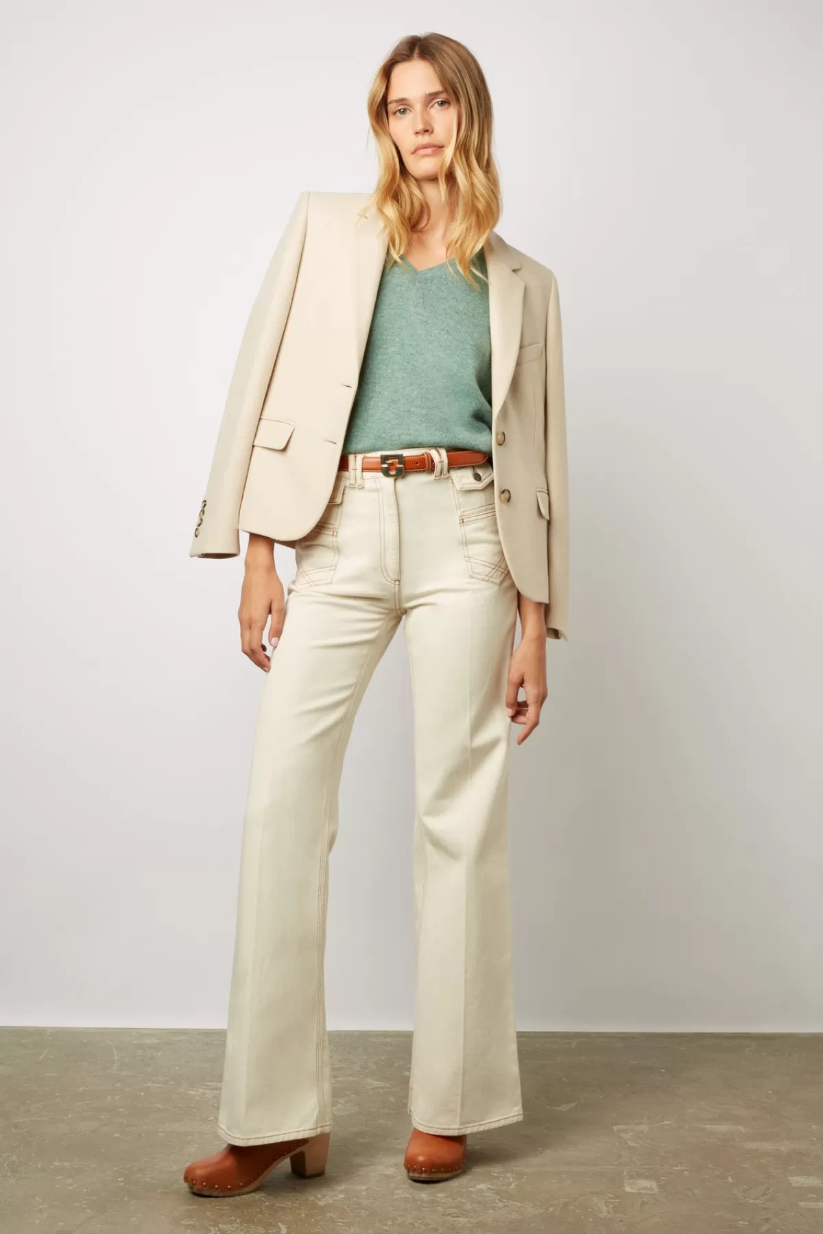 Gerarddarel Jean large taille haute naturel - ANNA | Gerard Darel Blanc-Femme Pantalons & Jeans