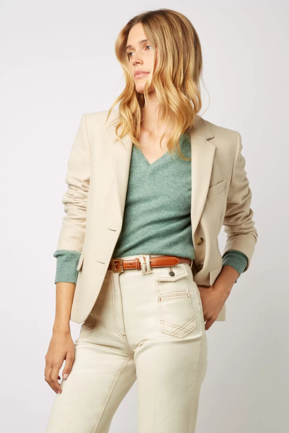 Gerarddarel Jean large taille haute naturel - ANNA | Gerard Darel Blanc-Femme Pantalons & Jeans