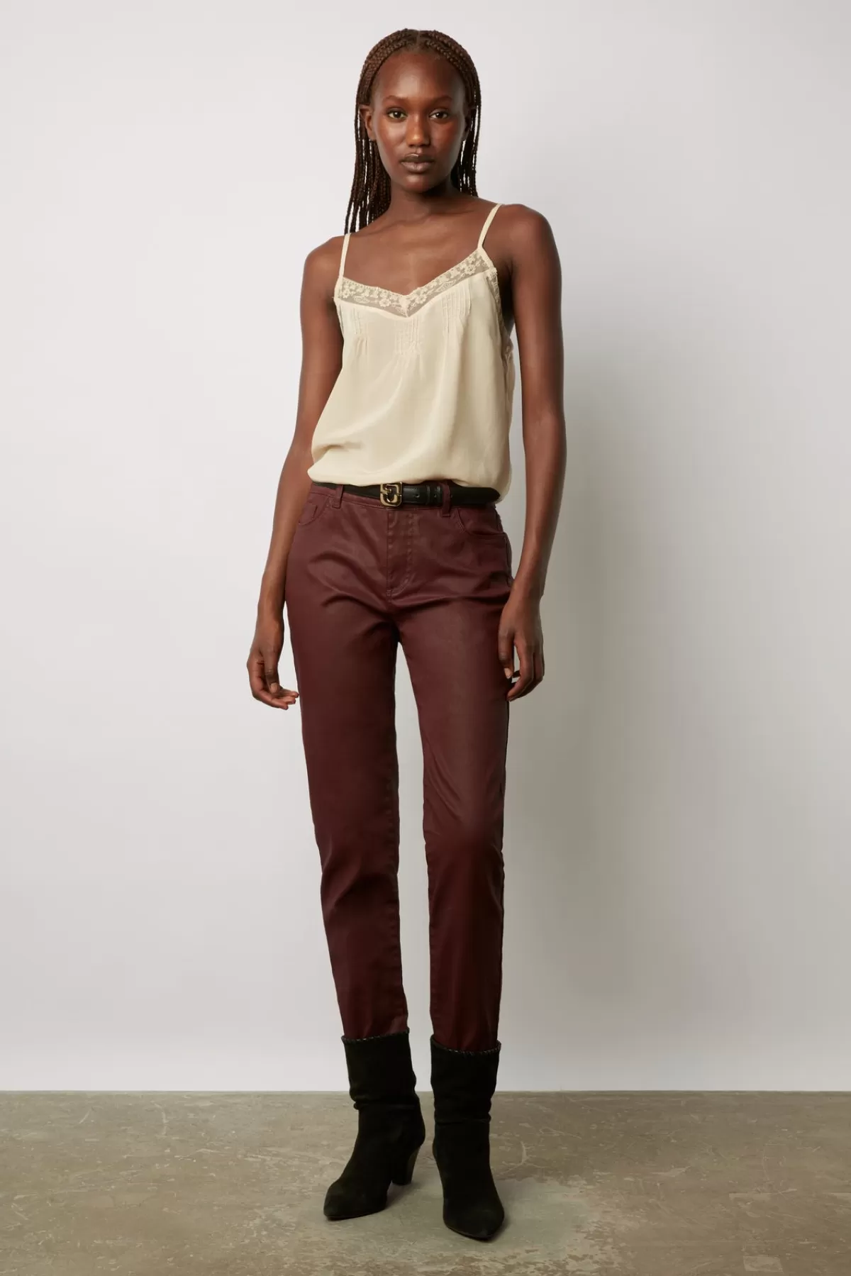 Gerarddarel Jean slim en coton enduit - ELANA Rouge-Femme Pantalons & Jeans