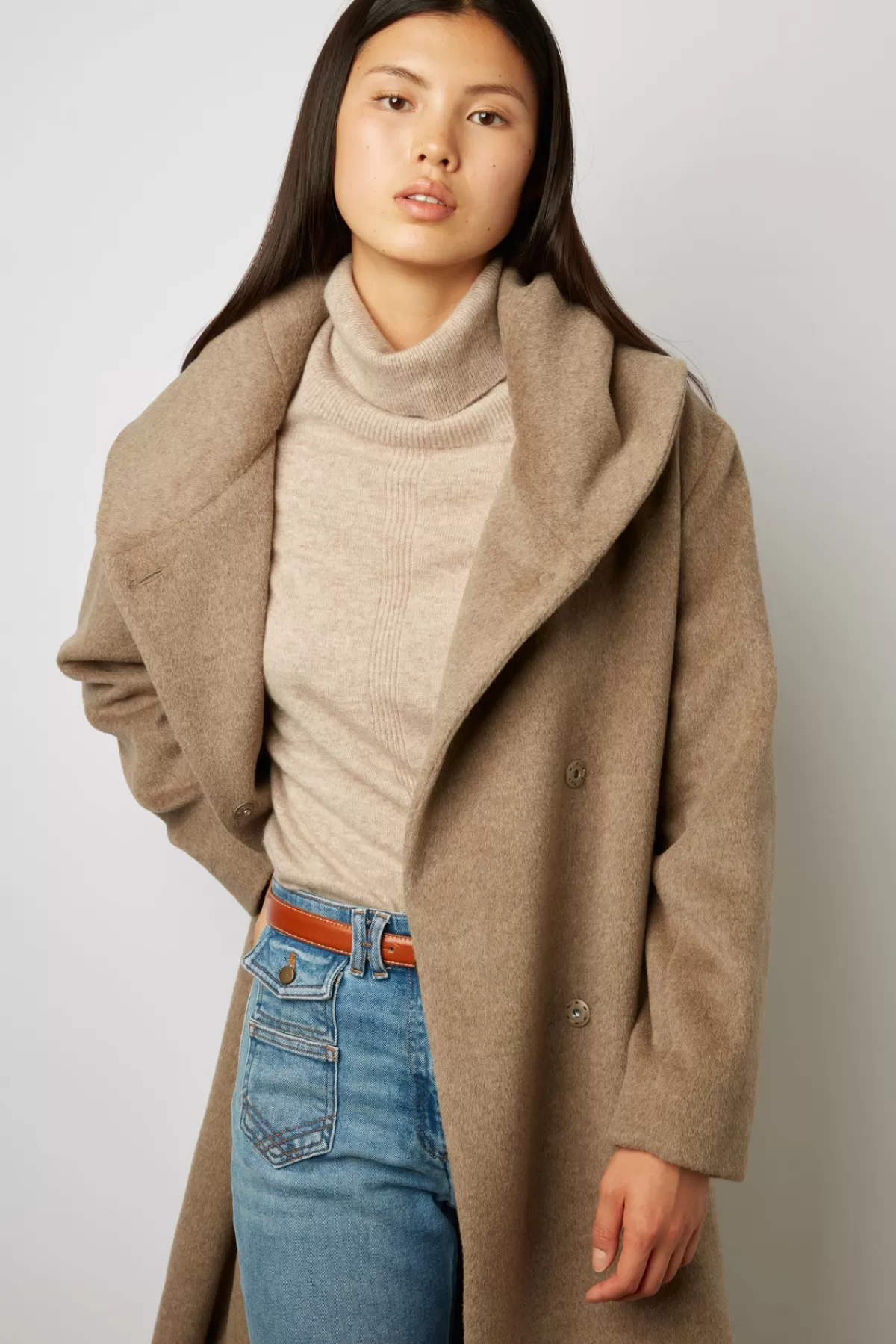 Gerarddarel Manteau col châle en laine vierge et angora - SEMRA Beige-Femme Manteaux et Trenchs