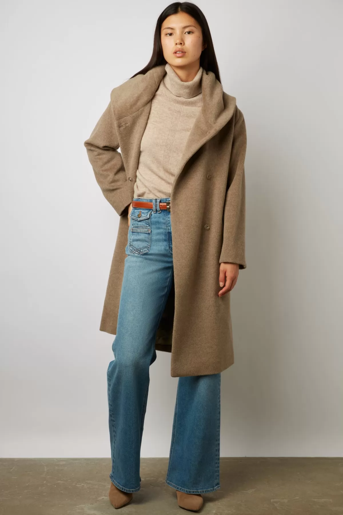 Gerarddarel Manteau col châle en laine vierge et angora - SEMRA Beige-Femme Manteaux et Trenchs