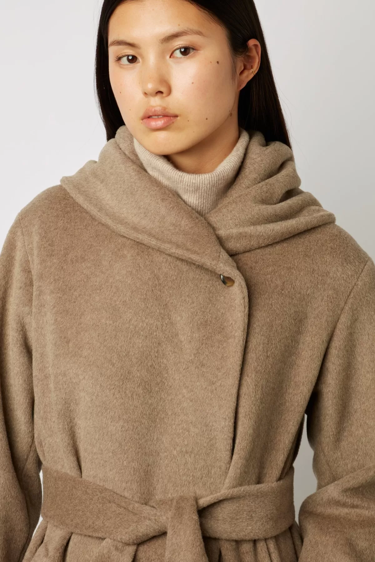 Gerarddarel Manteau col châle en laine vierge et angora - SEMRA Beige-Femme Manteaux et Trenchs