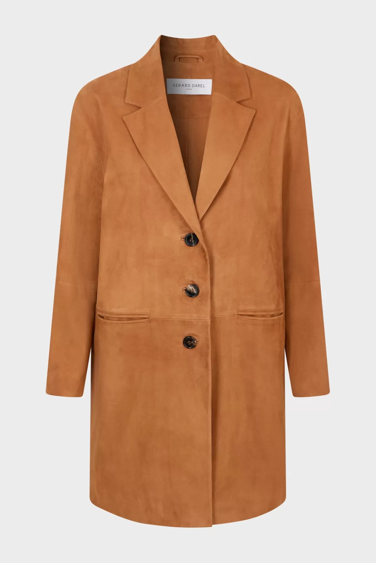 Gerarddarel Manteau en cuir velours femme NAELISS | Gerard Darel Marron-Femme Manteaux et Trenchs | Cuirs & Peaux