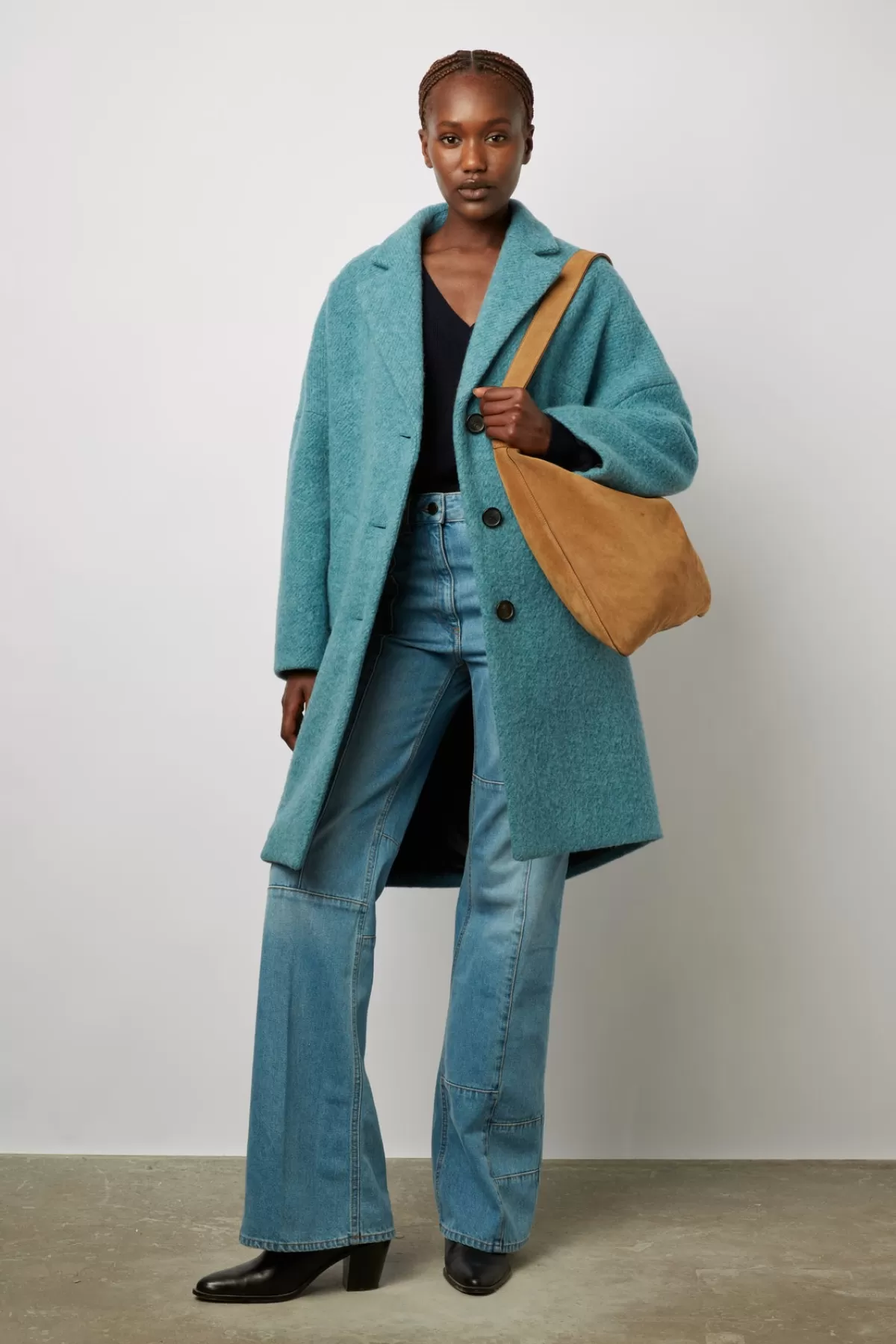 Gerarddarel Manteau en laine - SAMIRAH Bleu-Femme Manteaux et Trenchs