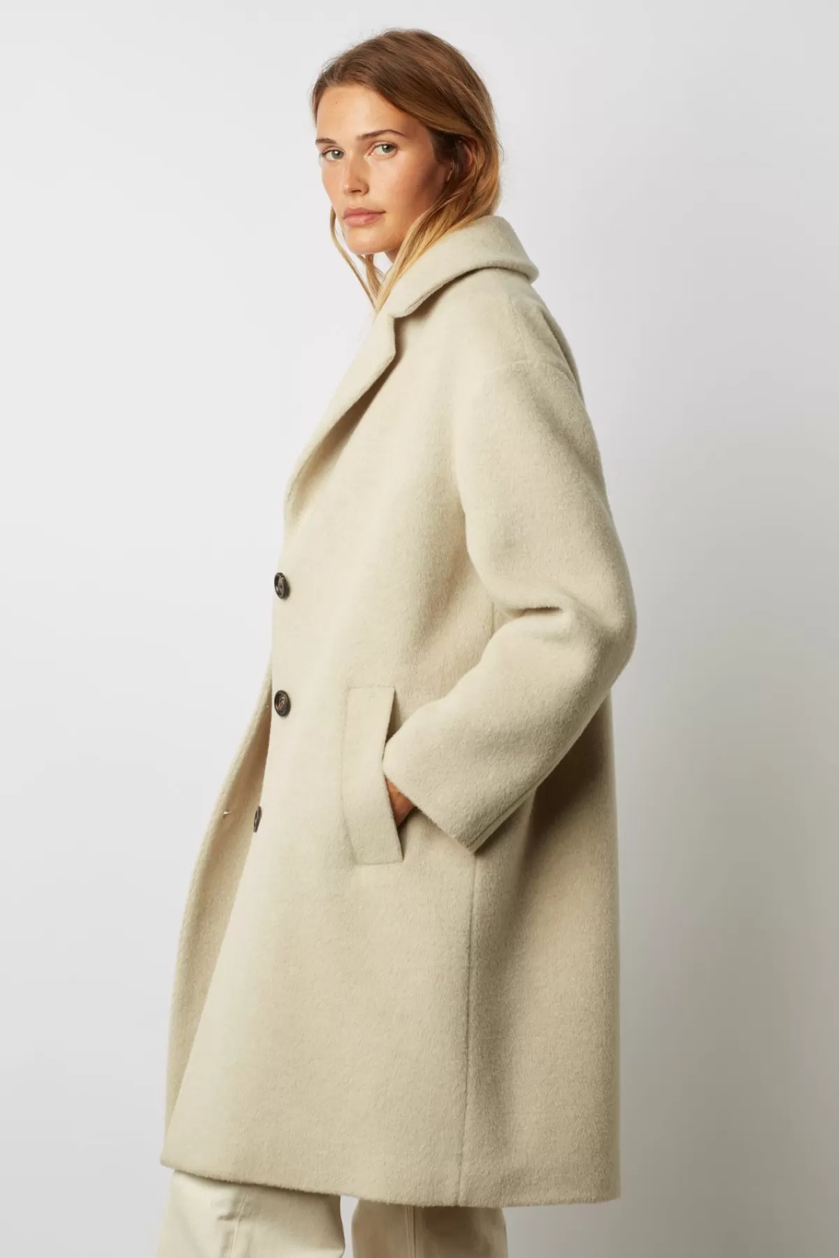 Gerarddarel Manteau mi-long en laine et alpaga - SYMA Blanc-Femme Manteaux et Trenchs