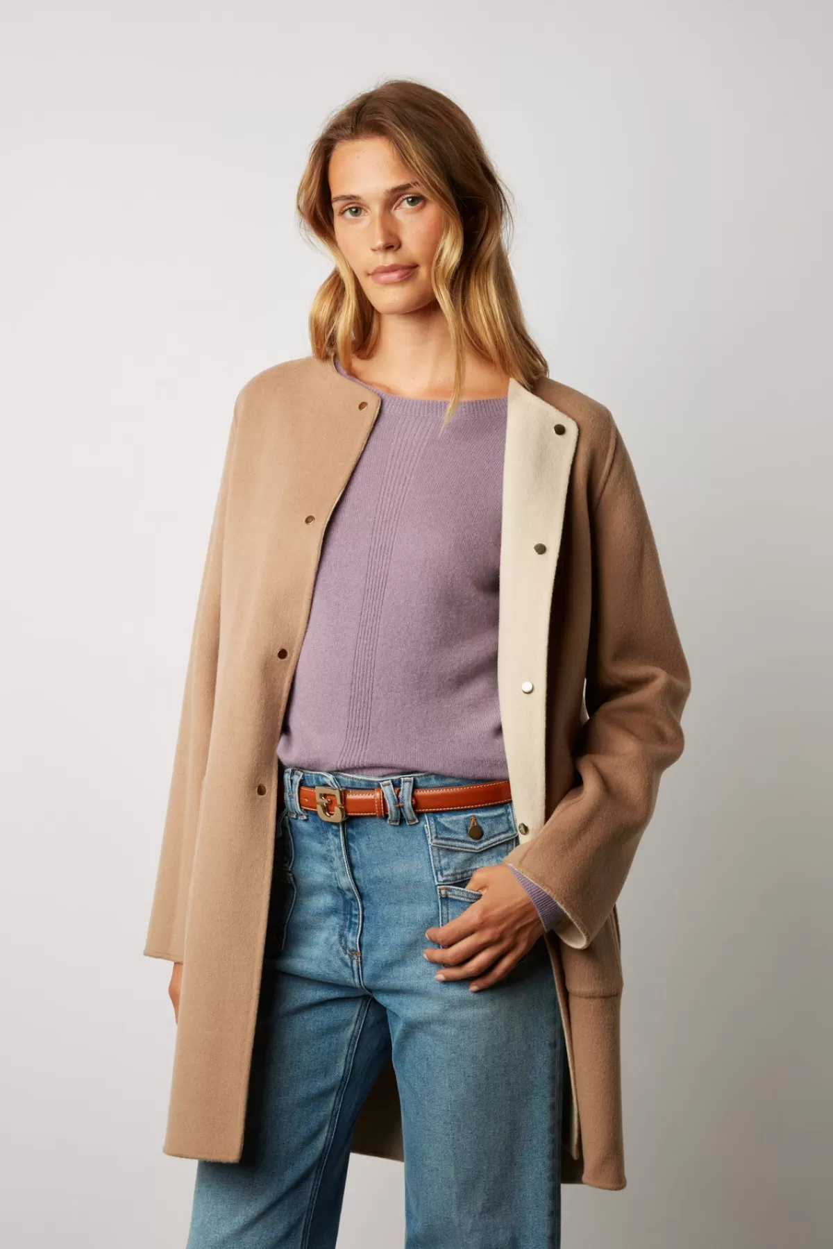 Gerarddarel Manteau réversible en laine fine - SABRINA Blanc-Femme Manteaux et Trenchs