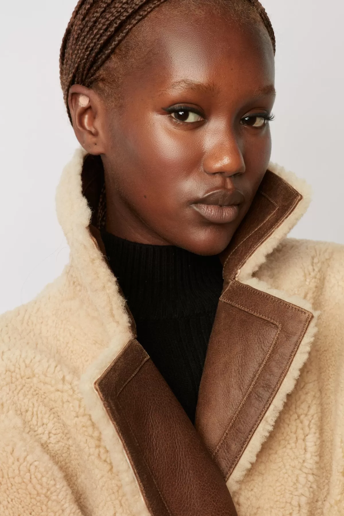 Gerarddarel Manteau vintage en peau lainée - MALISSIA Marron-Femme Manteaux et Trenchs | Cuirs & Peaux