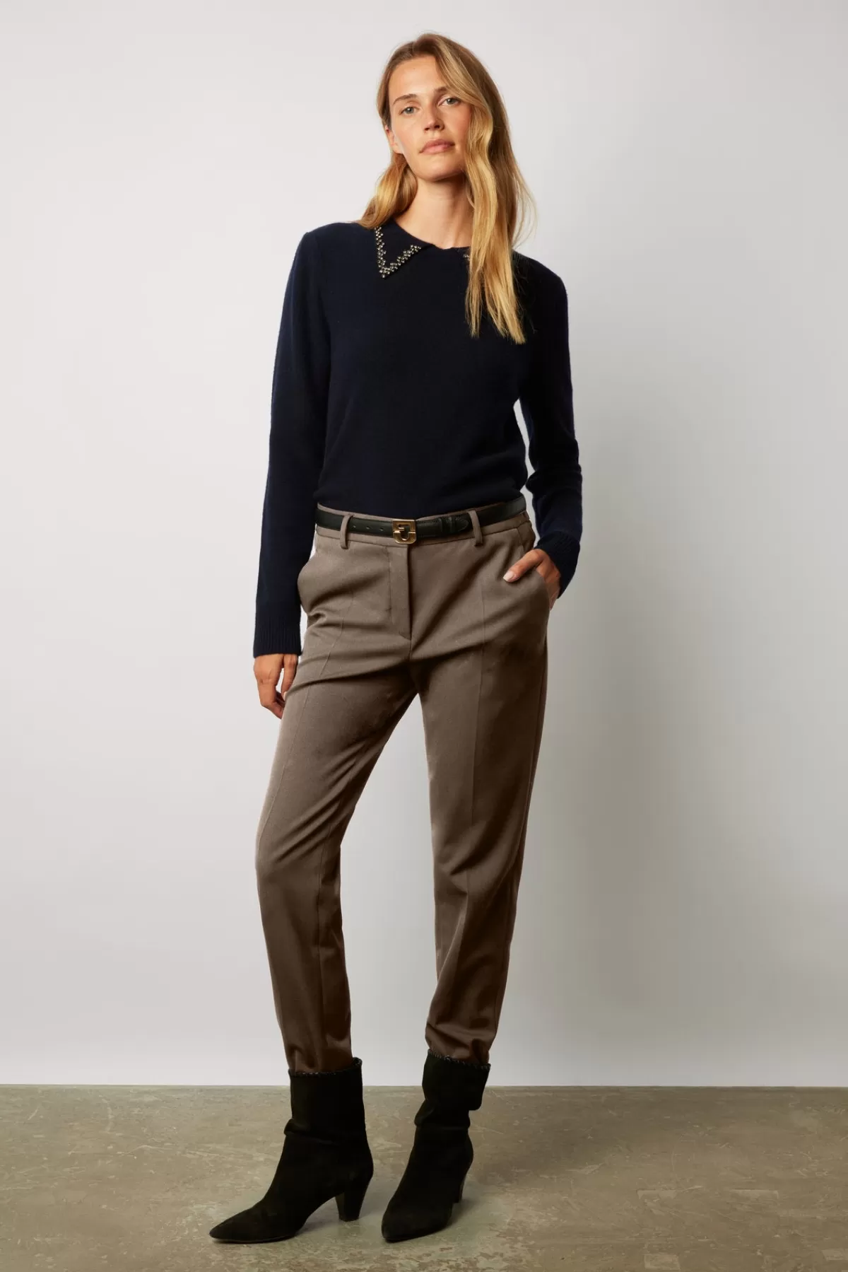 Gerarddarel Pantalon droit 7/8 de tailleur - EMANUELLA Marron-Femme Pantalons & Jeans