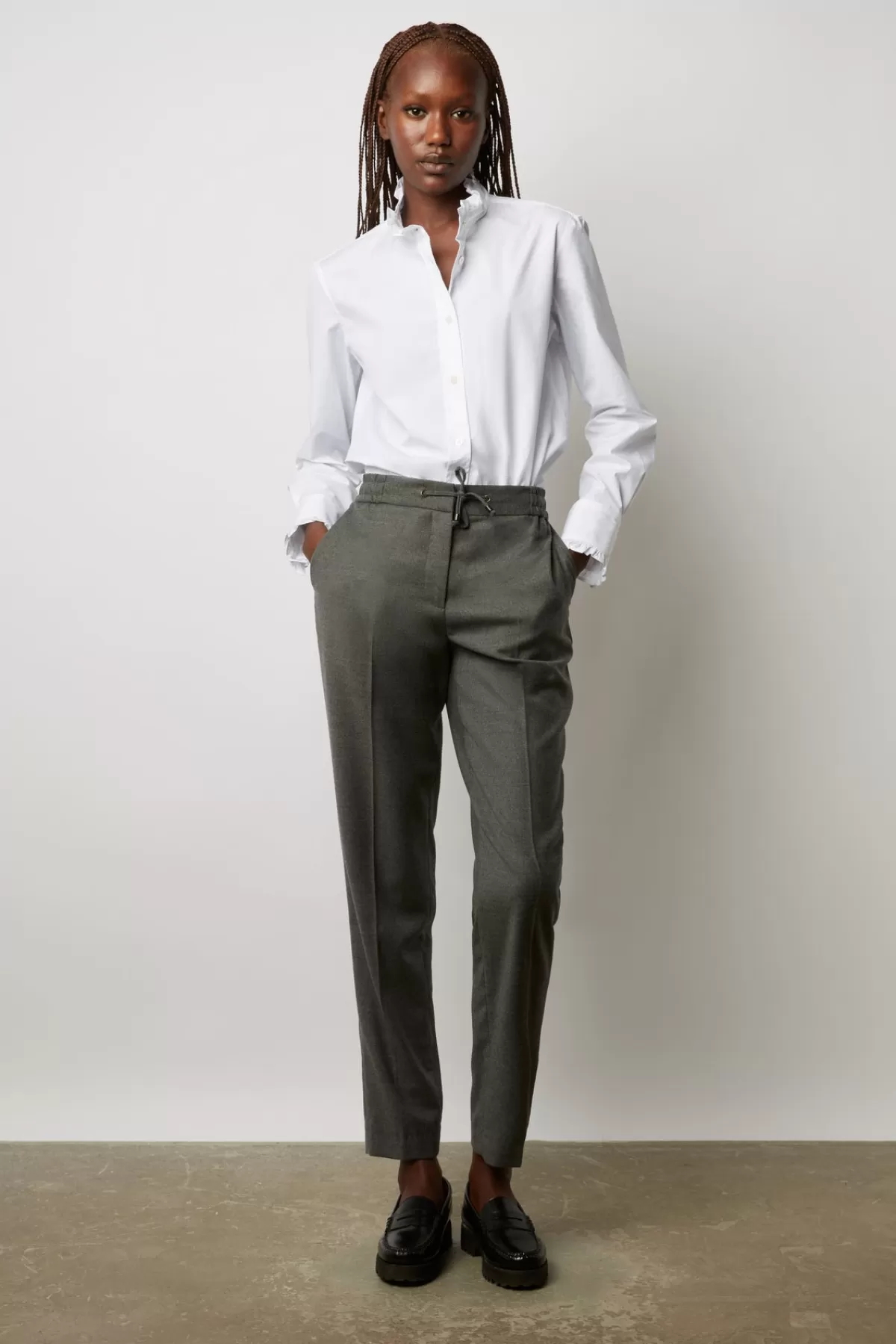 Gerarddarel Pantalon en laine fine élastiqué à la taille - ELINDA Gris-Femme Pantalons & Jeans