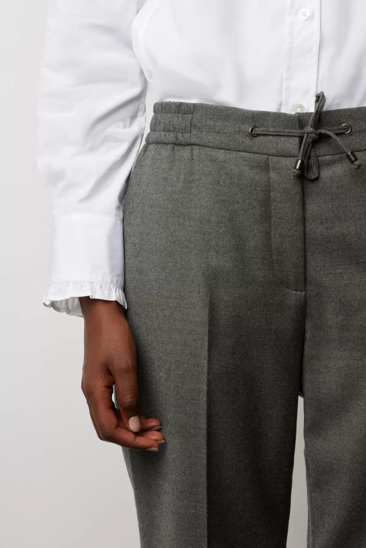 Gerarddarel Pantalon en laine fine élastiqué à la taille - ELINDA Gris-Femme Pantalons & Jeans