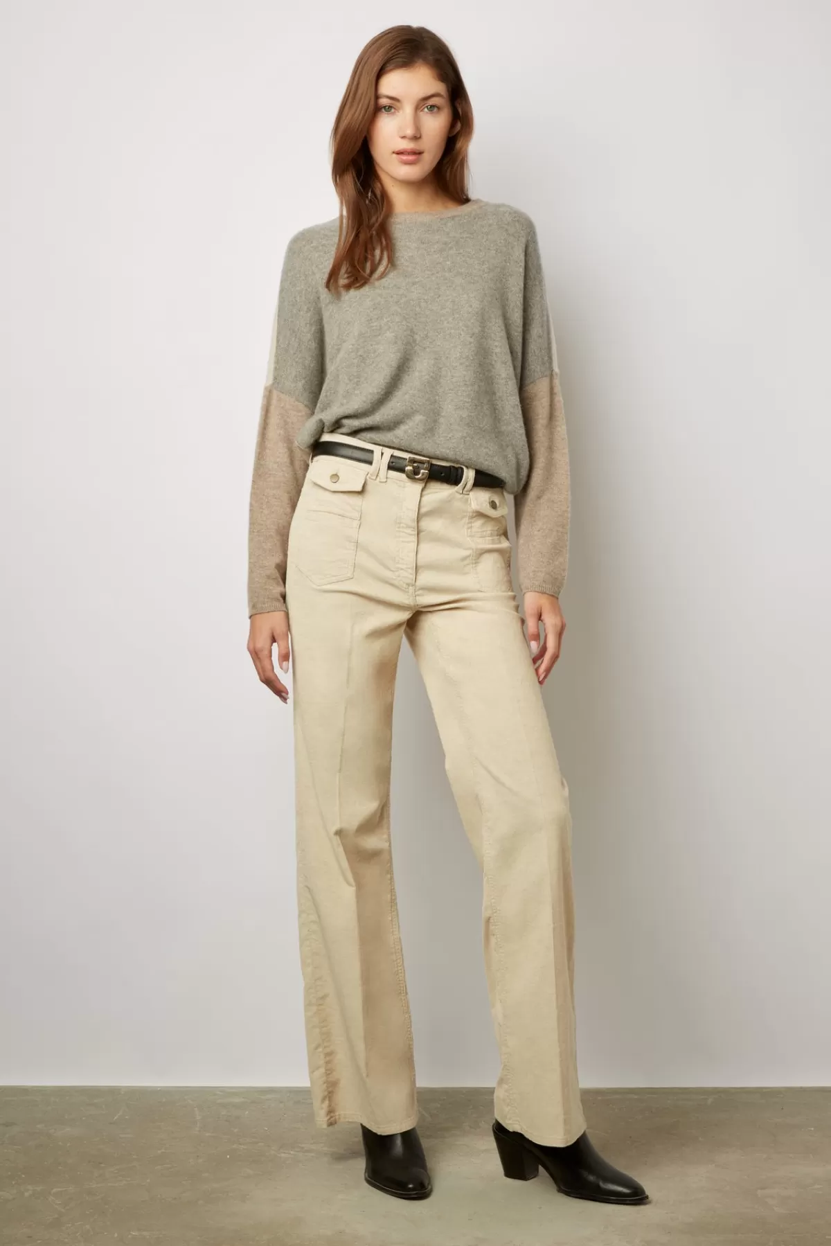 Gerarddarel Pull color block en cachemire à col rond - LOVANA Gris-Femme Maille