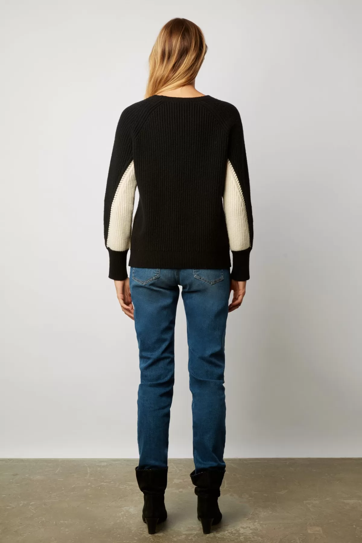Gerarddarel Pull épais en laine mélangée color block - LIBBY Noir-Femme Maille