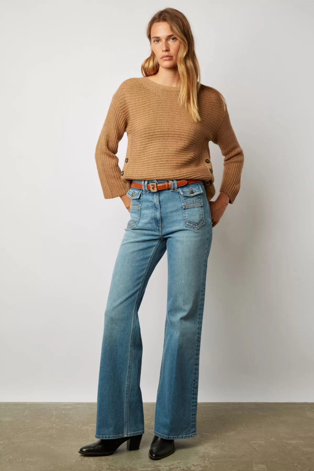 Gerarddarel Pull uni tricotage ottoman - LIV Beige-Femme Maille