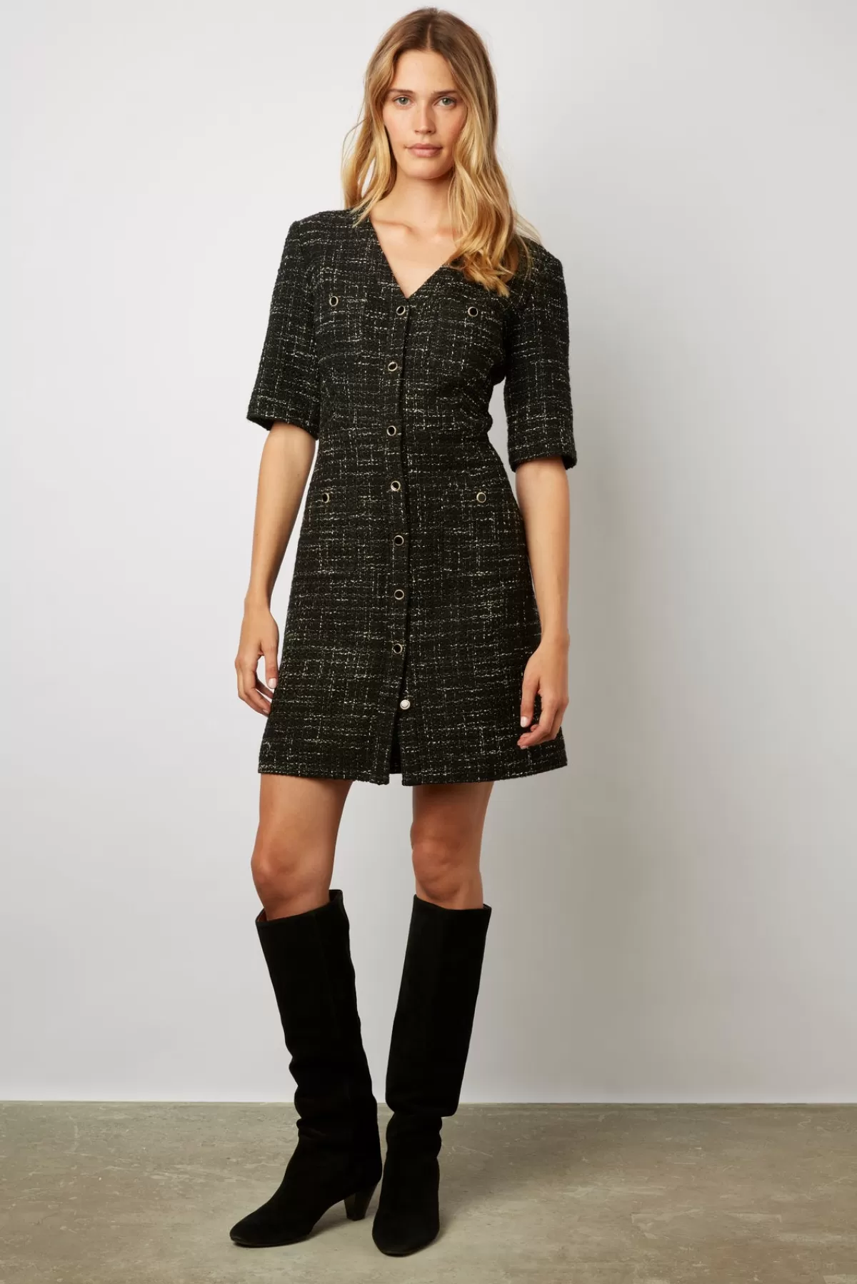 Gerarddarel Robe courte et cintrée en tweed - JOANILYA | GERARD DAREL Noir-Femme Robes