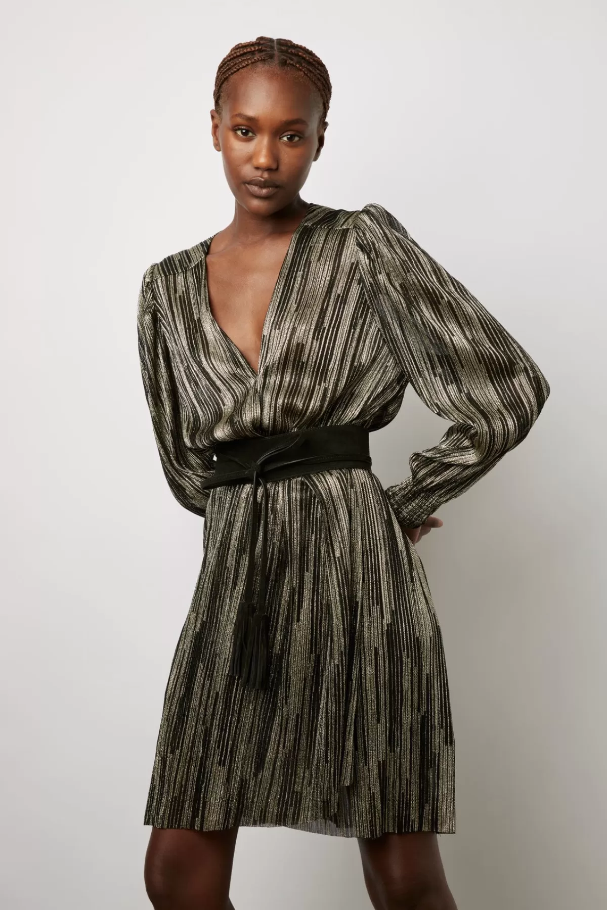 Gerarddarel Robe de soirée en lurex bicolore - JUSTIN Doré-Femme Robes