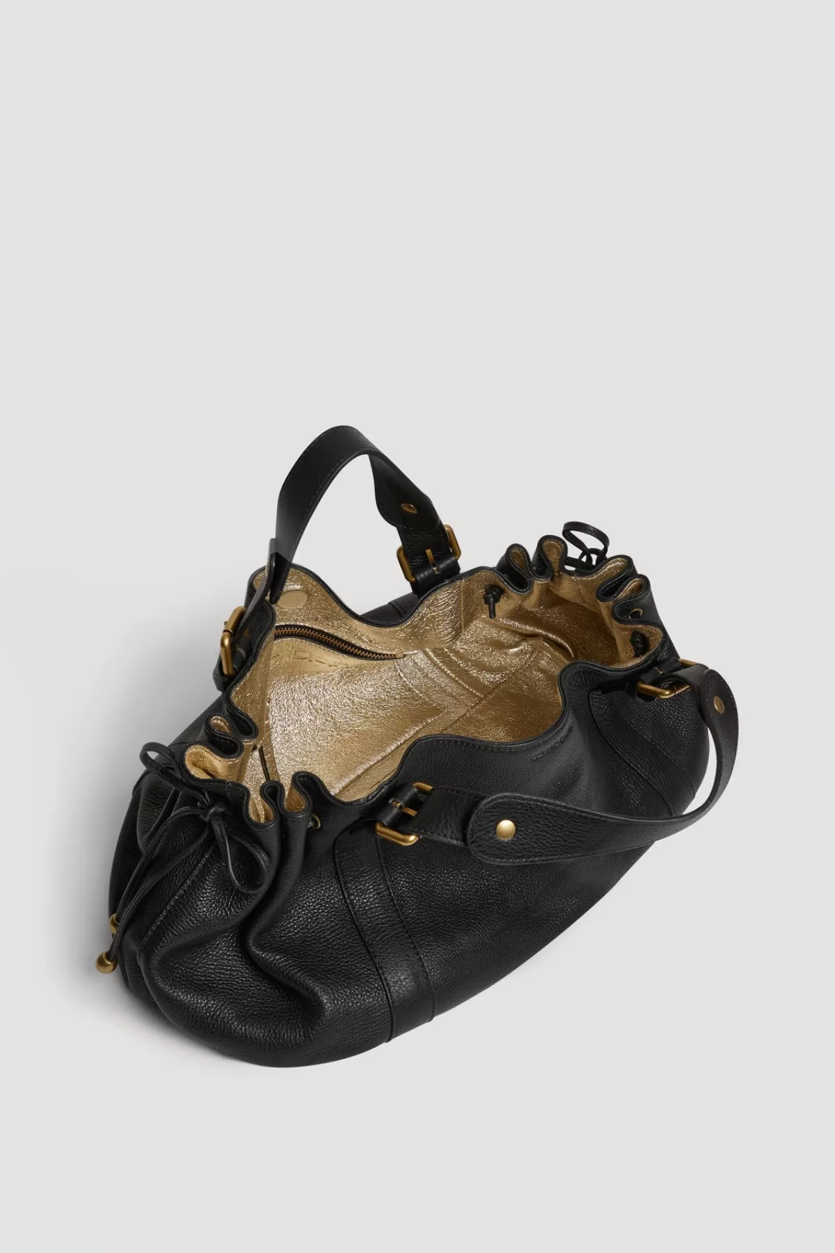 Gerarddarel Sac à main en cuir grainé /or - 24H | Gerard Darel Noir-Femme Sacs à main | Sacs porté épaule