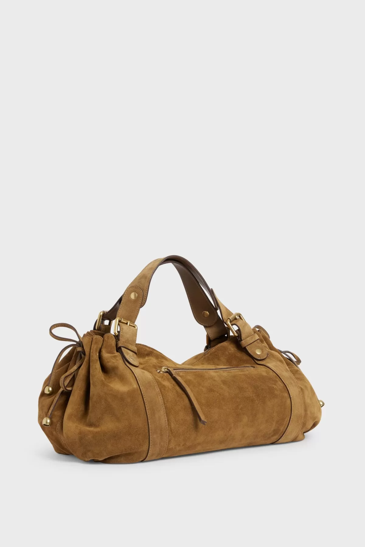Gerarddarel Sac à main en cuir velours ambre - 24H ZIP | Gerard Darel Camel-Femme Sacs à main | Sacs porté épaule