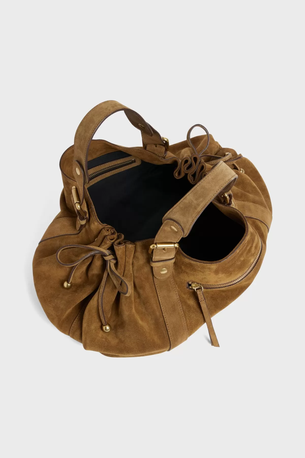 Gerarddarel Sac à main en cuir velours ambre - 24H ZIP | Gerard Darel Camel-Femme Sacs à main | Sacs porté épaule