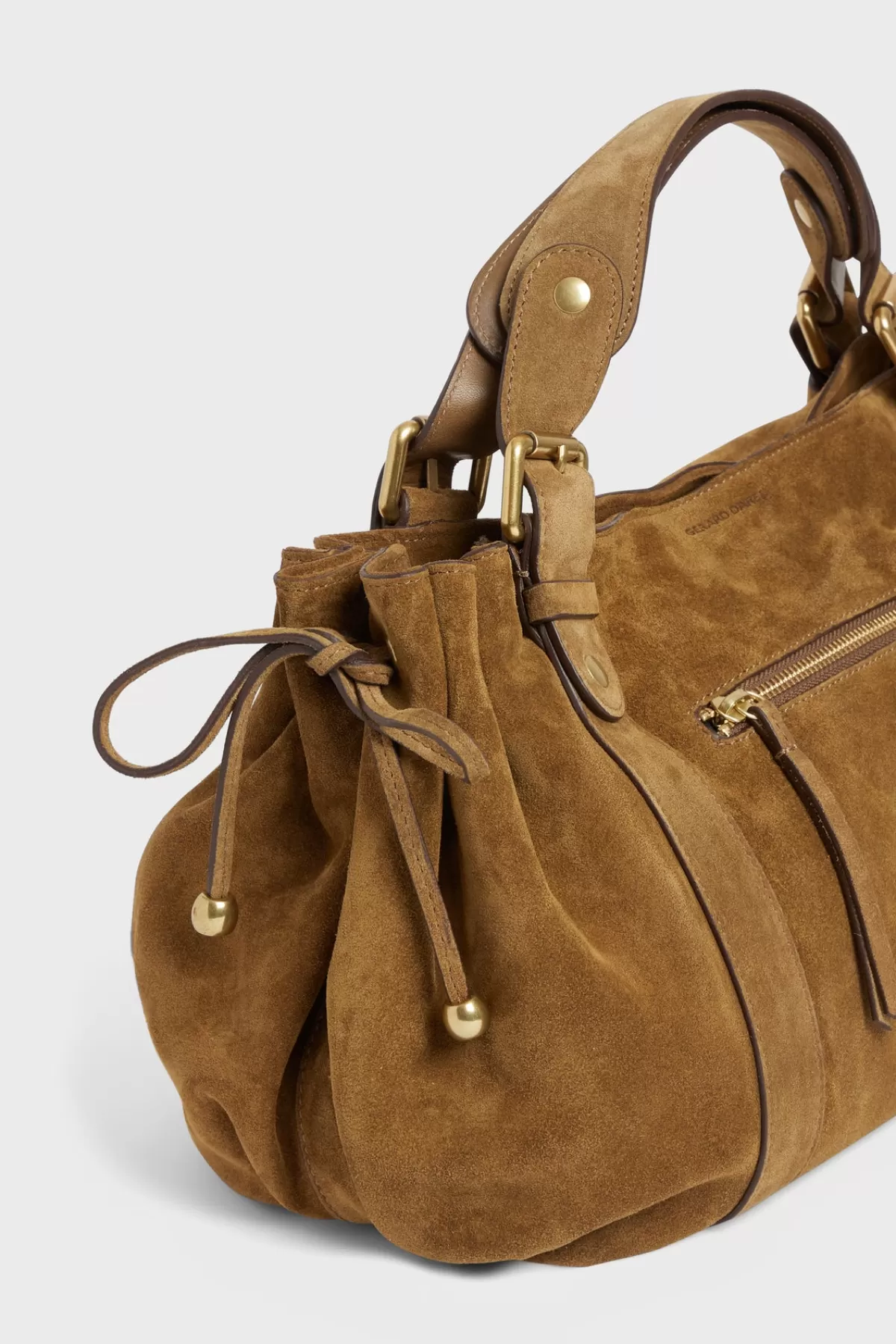 Gerarddarel Sac à main en cuir velours ambre - 24H ZIP | Gerard Darel Camel-Femme Sacs à main | Sacs porté épaule