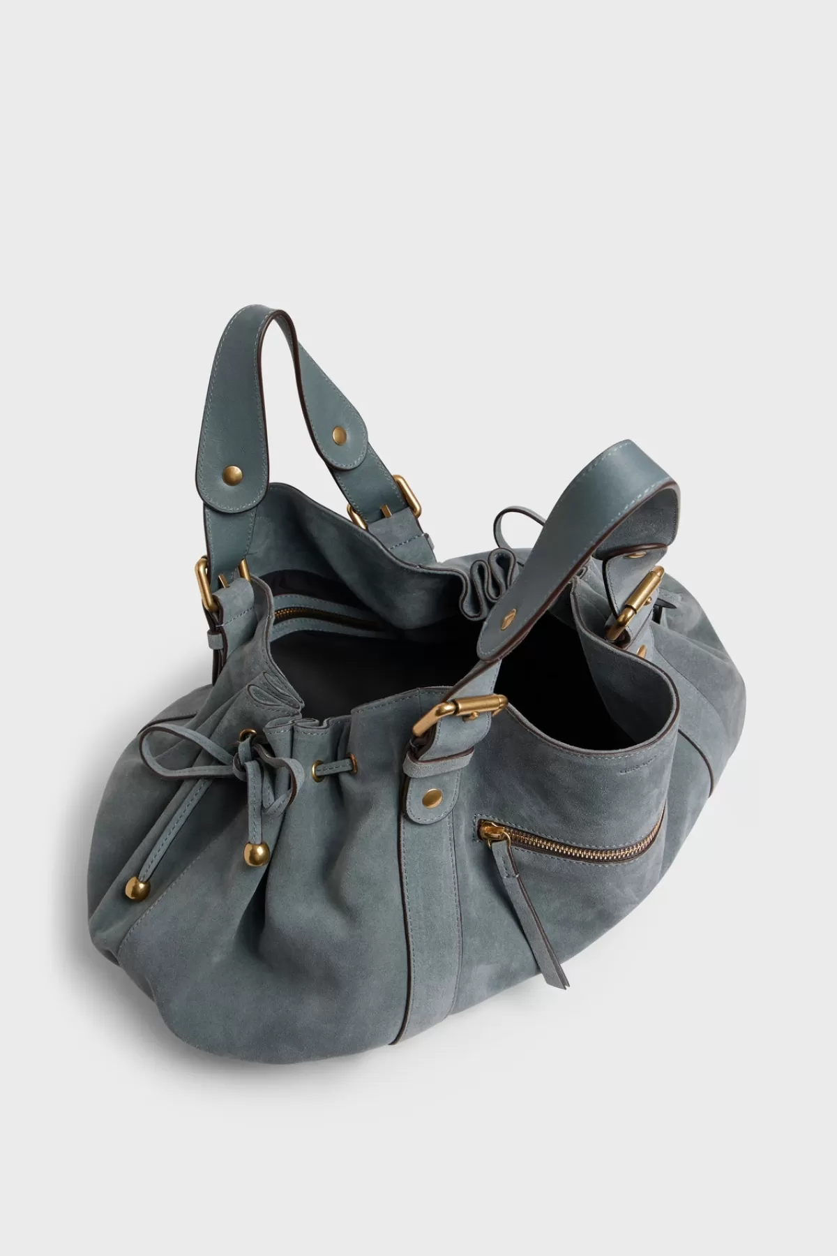 Gerarddarel Sac à main en cuir velours femme bleu 24H ZIP | Gerard Darel Gris-Femme Sacs à main | Sacs porté épaule