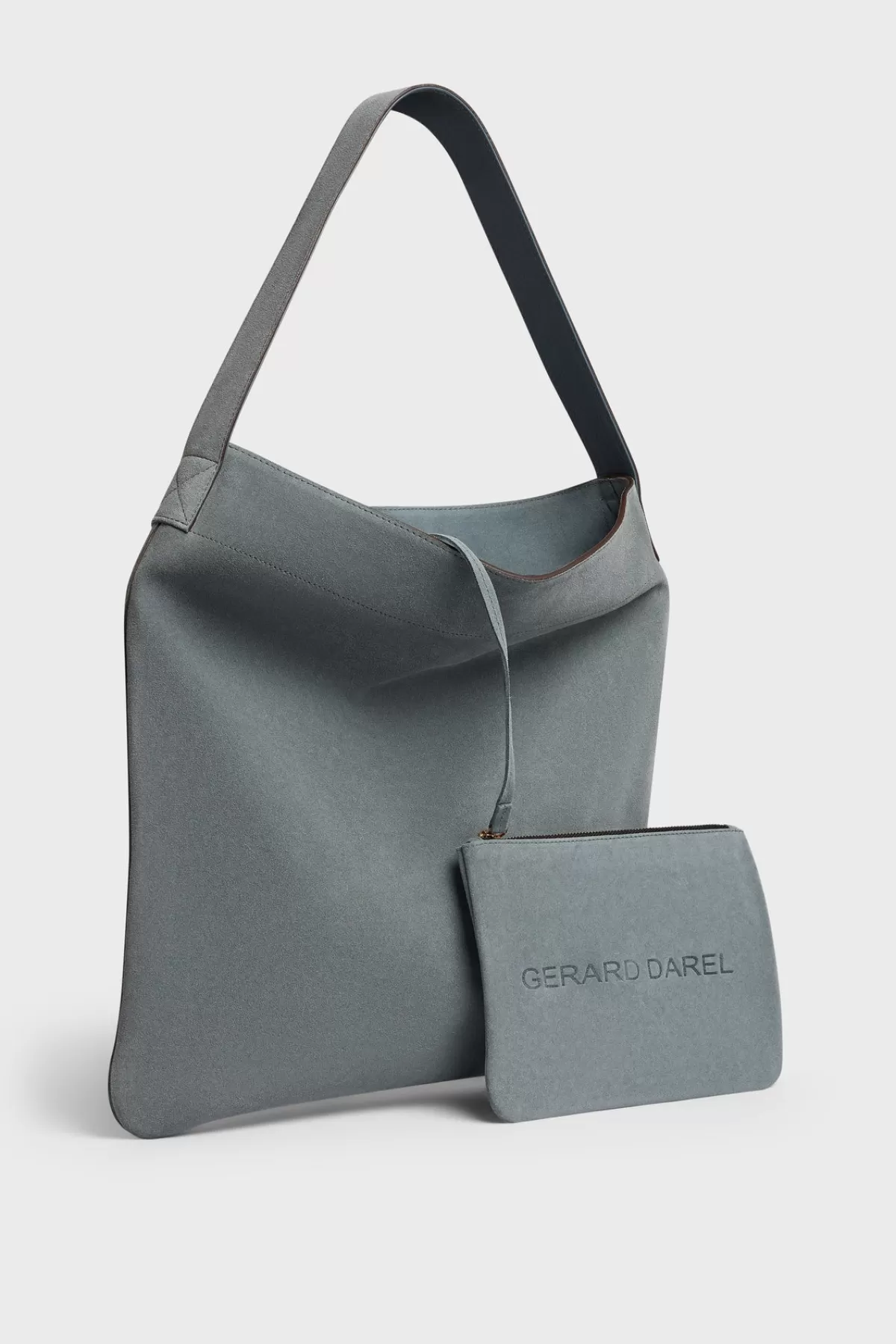 Gerarddarel Sac Hobo en cuir velours femme bleu LADY | Gerard Darel Gris-Femme Sacs à main | Sacs porté épaule