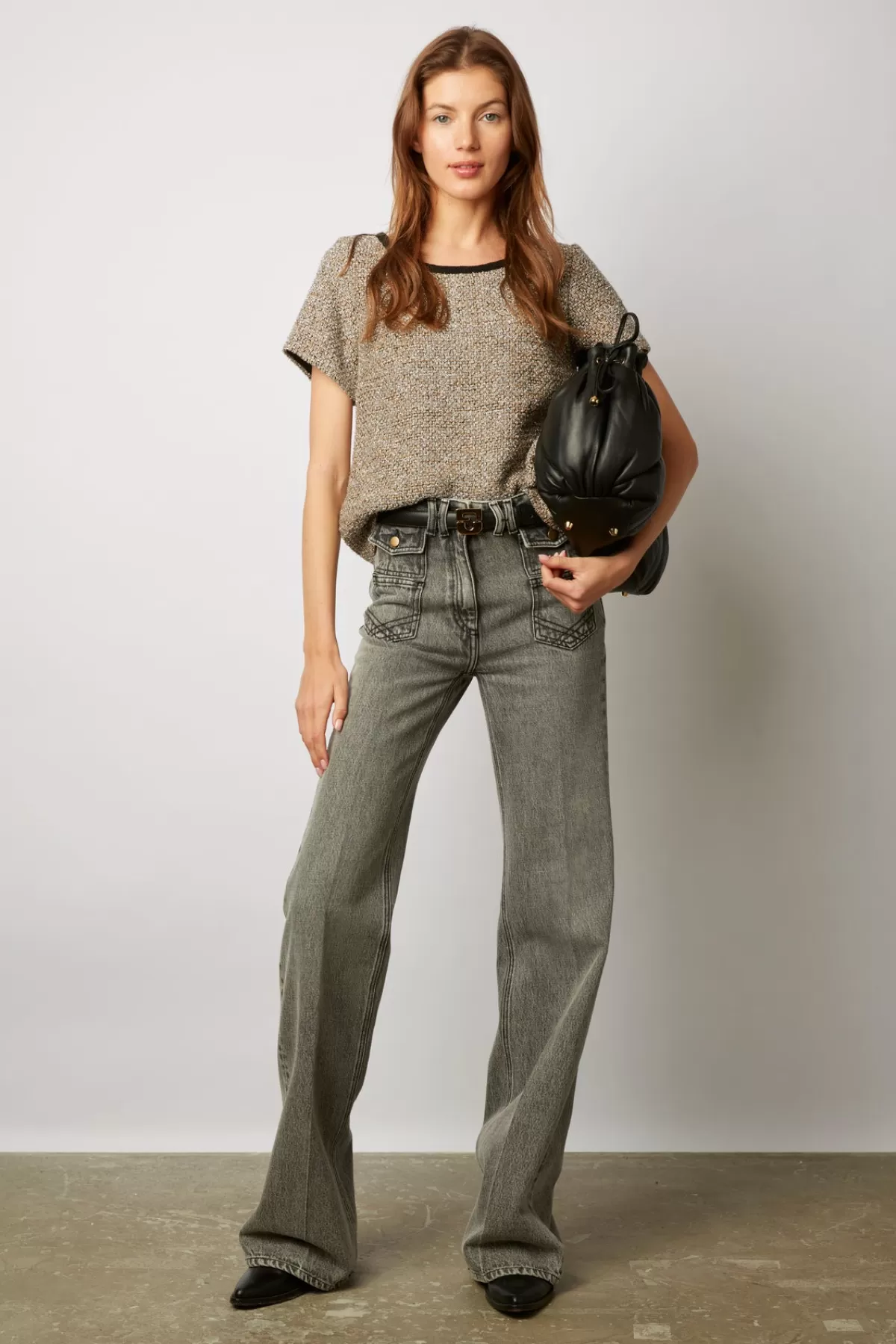 Gerarddarel Top en tweed et lurex - CYBELE Gris-Femme Tops & Sweats | Chemises & Blouses