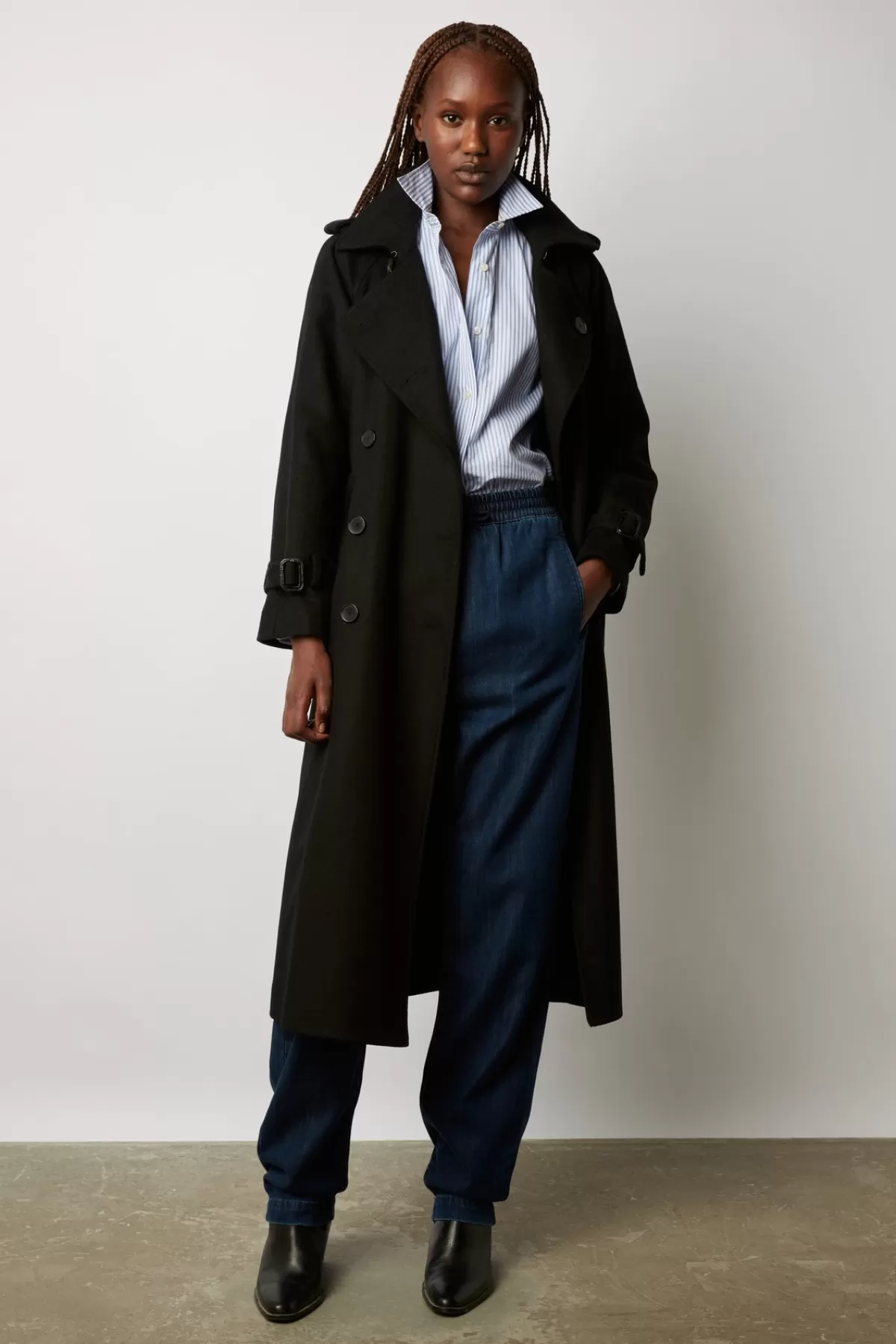 Gerarddarel Trench long en laine et cachemire - SERGE Noir-Femme Manteaux et Trenchs