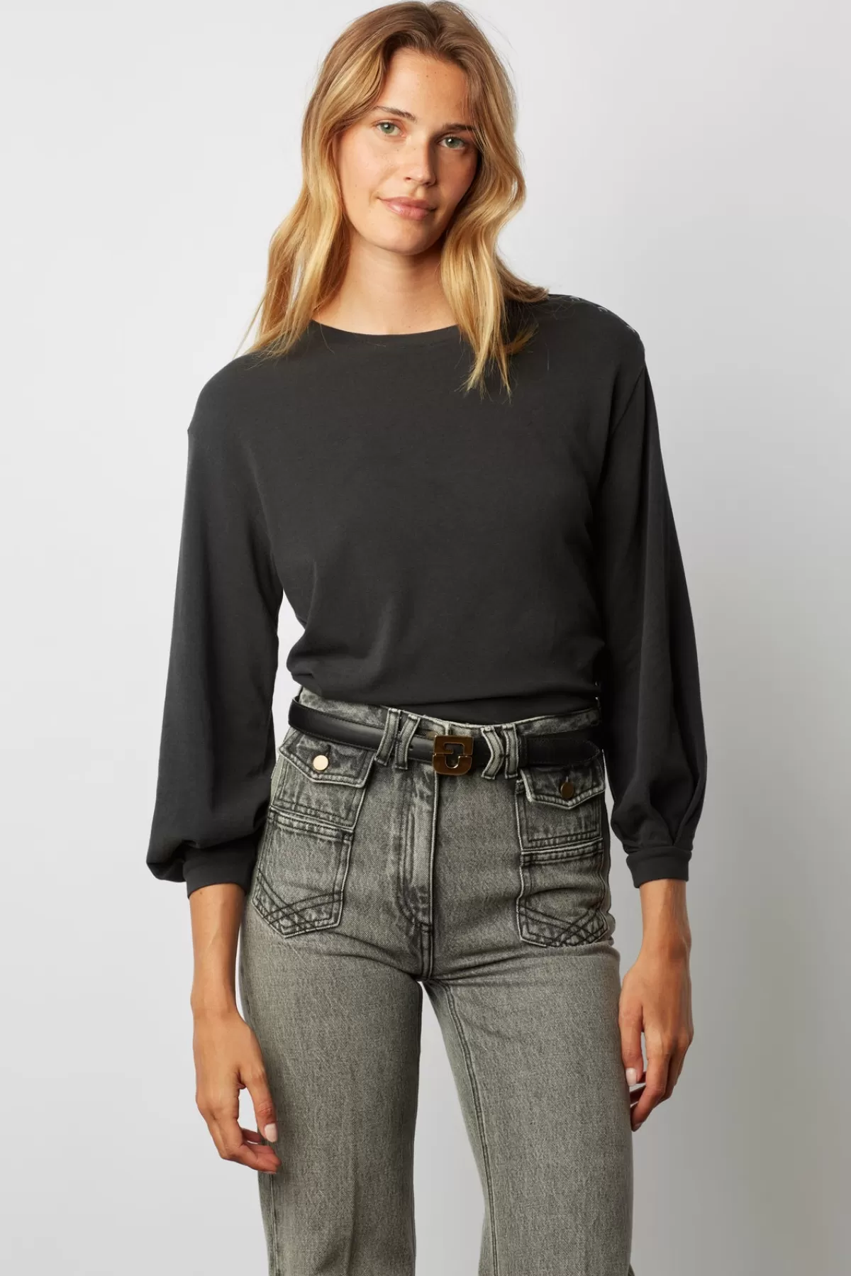 Gerarddarel T-shirt col rond et manches longues en coton et modal - ADELYS Gris-Femme Tops & Sweats