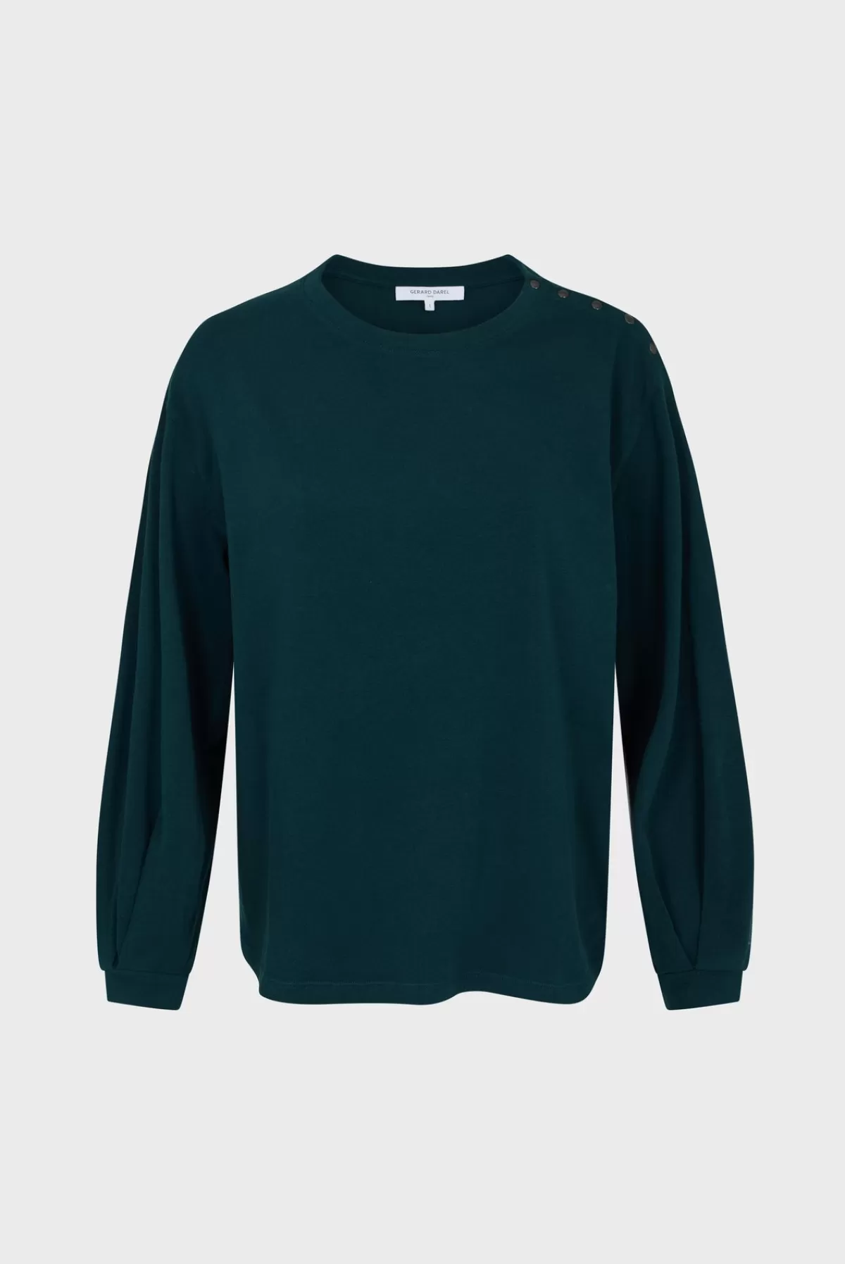 Gerarddarel T-shirt col rond et manches longues en coton et modal - ADELYS Vert-Femme Tops & Sweats