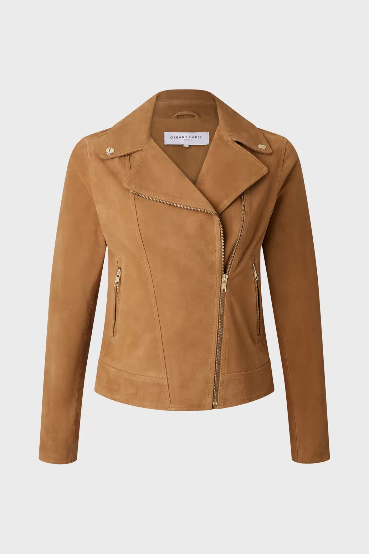 Gerarddarel Veste biker en cuir velours caramel - MAUD | Gerard Darel Marron-Femme Cuirs & Peaux